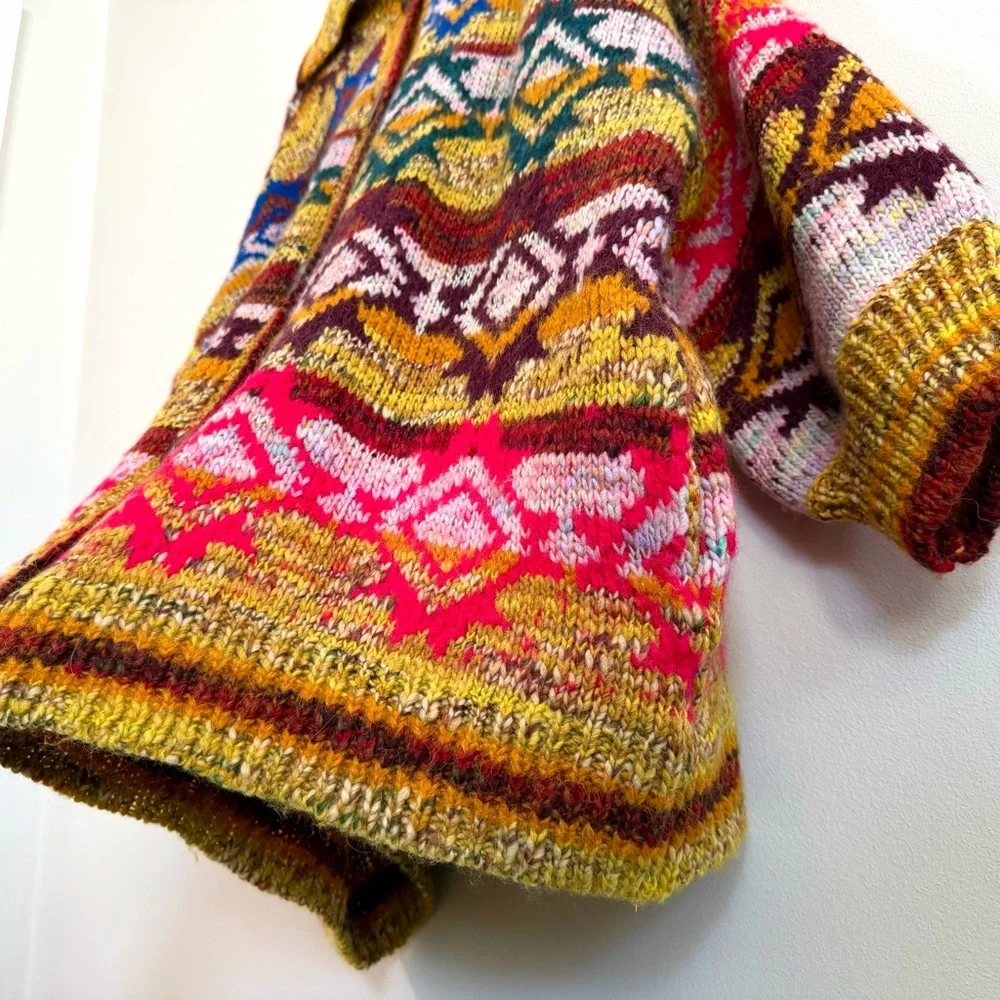 Free People Isle of Sky Multicolor Oversized Sweater Coat Women’s Size XS/S - Picture 5 of 15